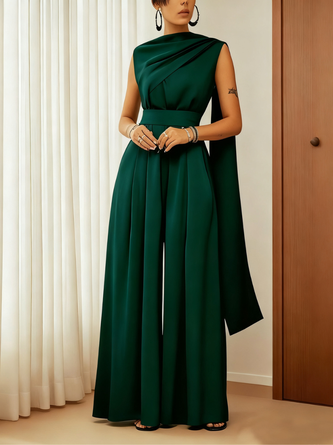 Women Plain Halter Sleeveless Party Summer Jumpsuit