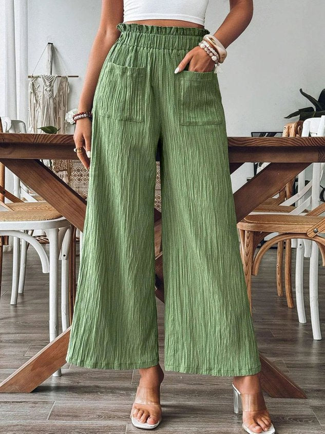 Women Plain Long Pants Casual Summer Trousers