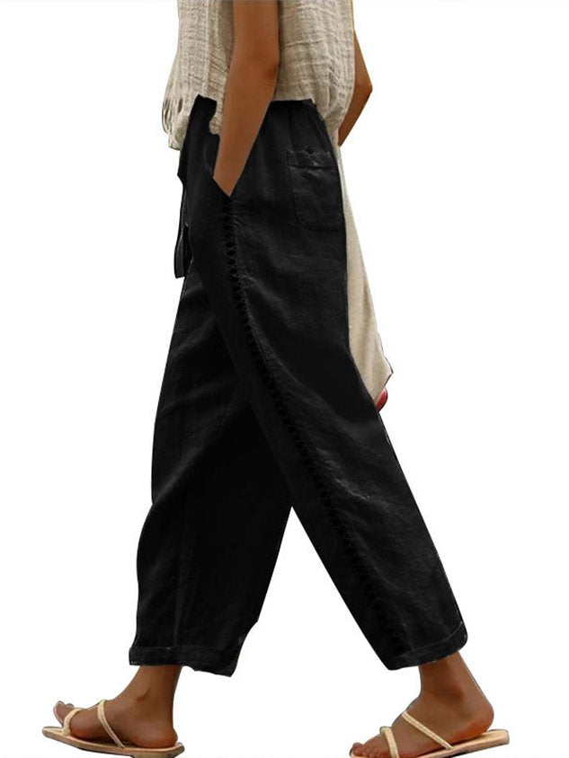Women Plain Ankle Pants Casual Spring/Fall Comfy Cotton Trousers
