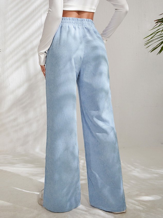 Women Plain Long Elastic Waist Pants Casual Spring/Fall Trousers