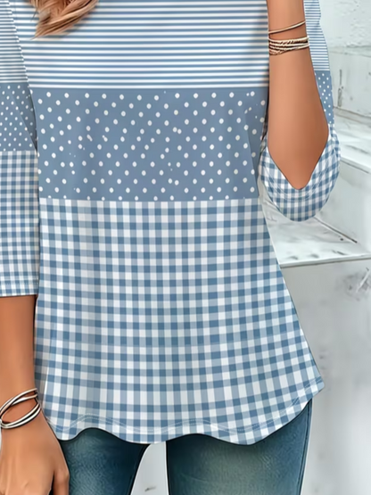 Casual Striped Crew Neck Long Sleeve T-shirt