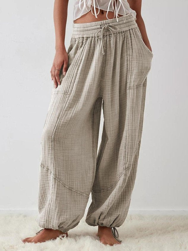Women Plain Long Pants Vintage Spring/Fall Trousers